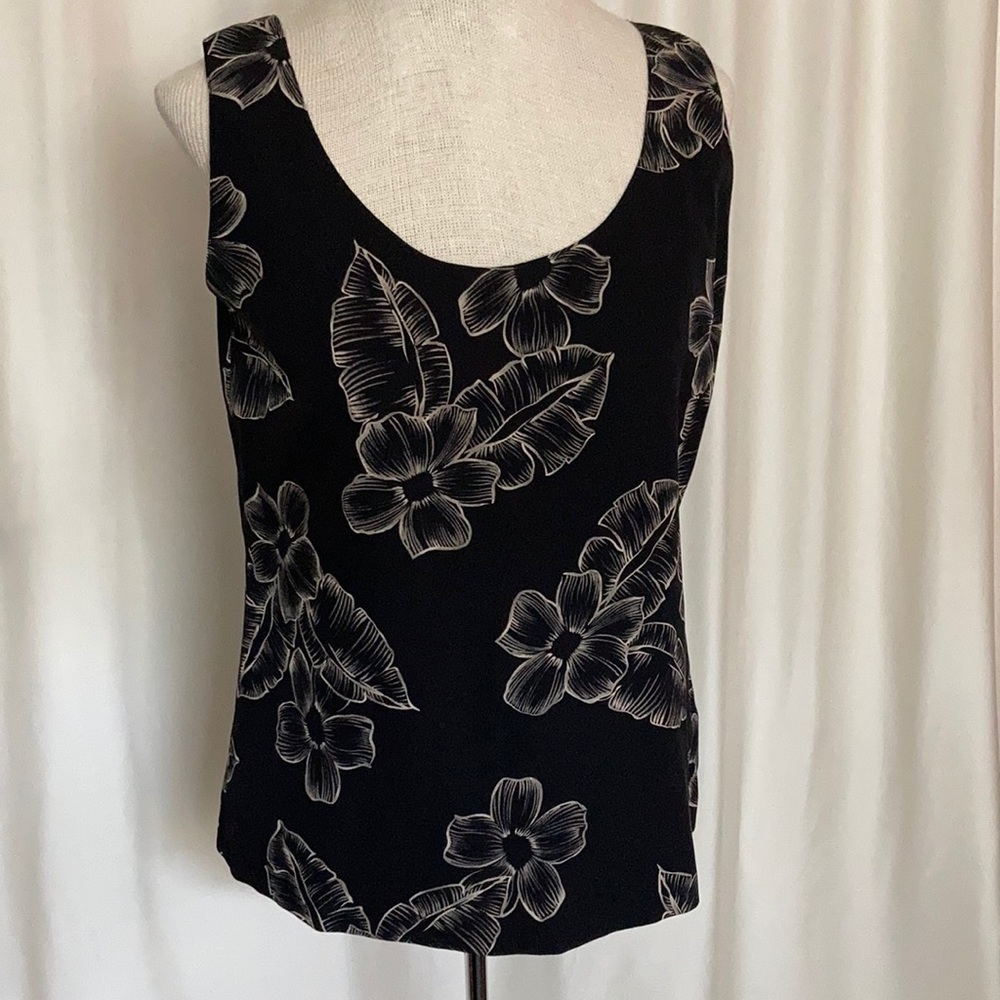 Silk floral and stripe reversible tank top